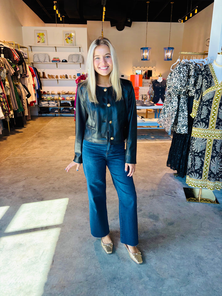 Dessa Vegan Leather Cropped Jacket