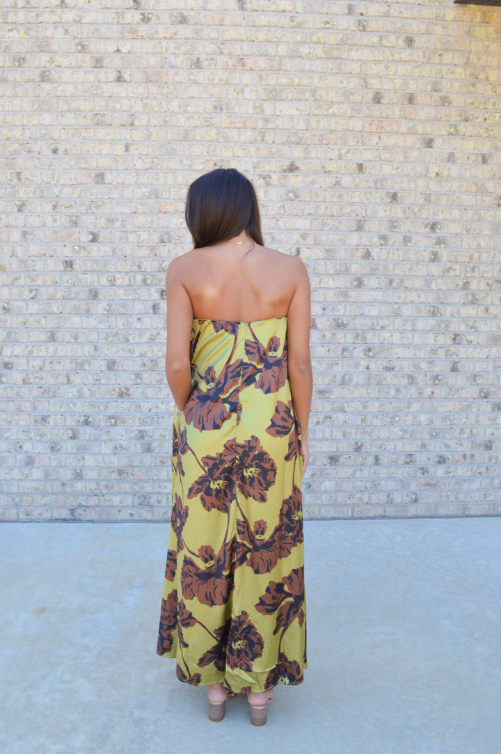 The Olive Brown Floral Dress