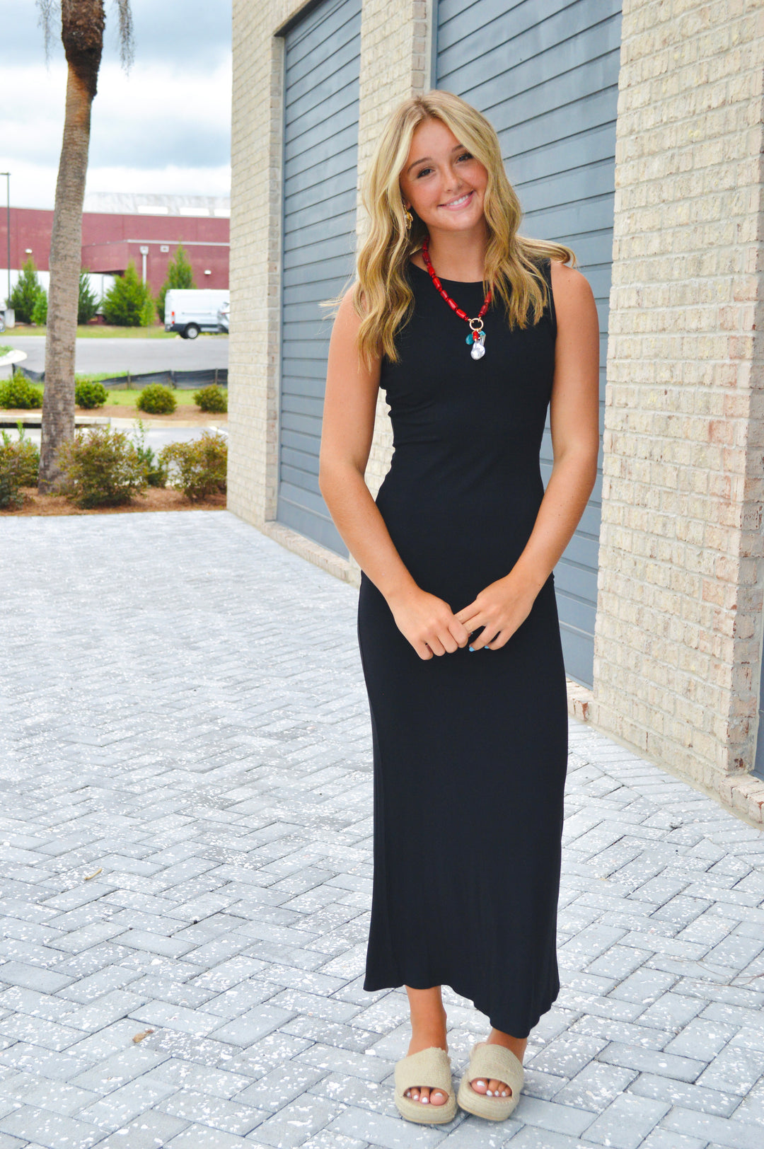 Black Crewneck Maxi Dress