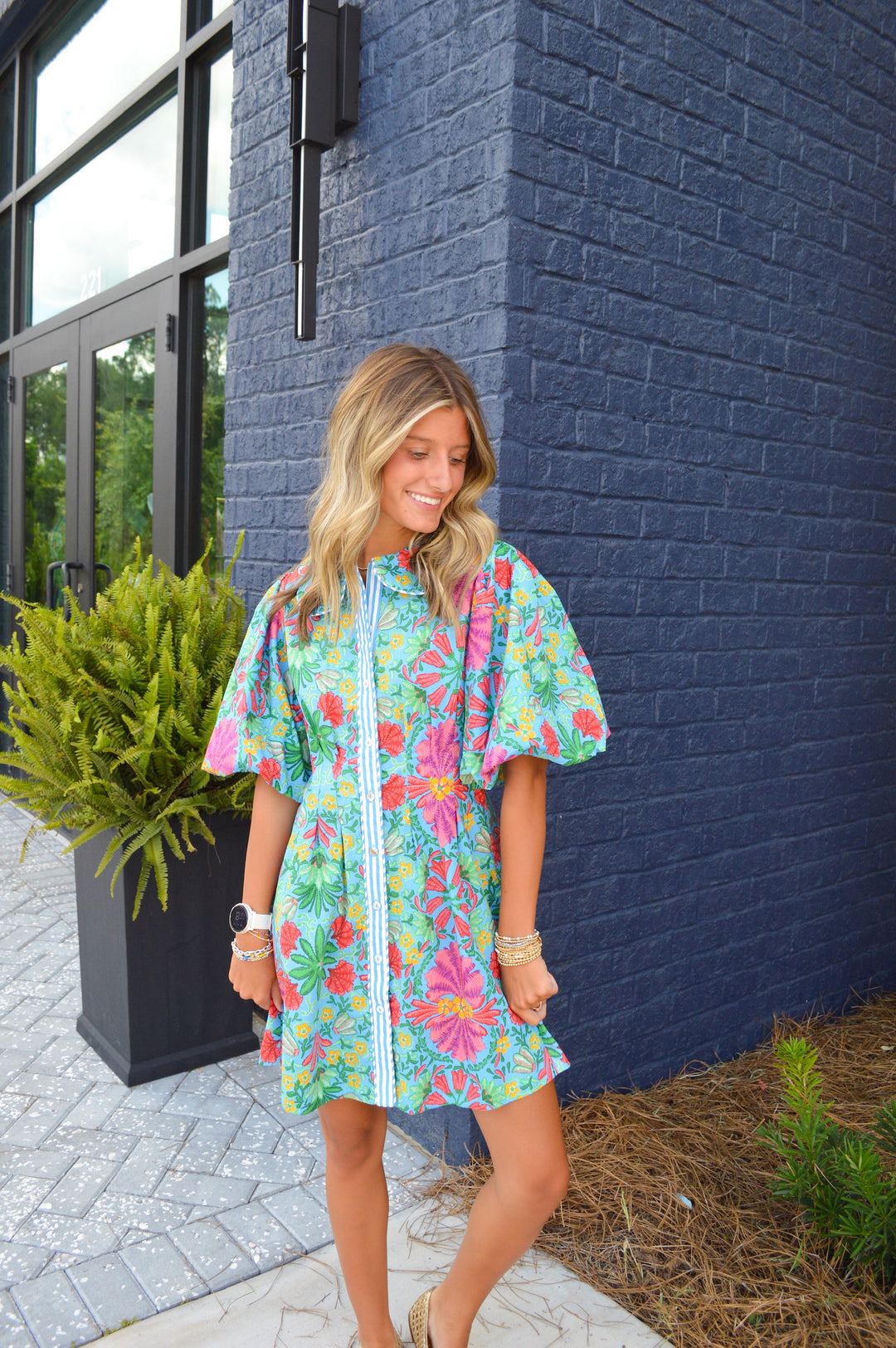 Tropical Button Shirt Dress