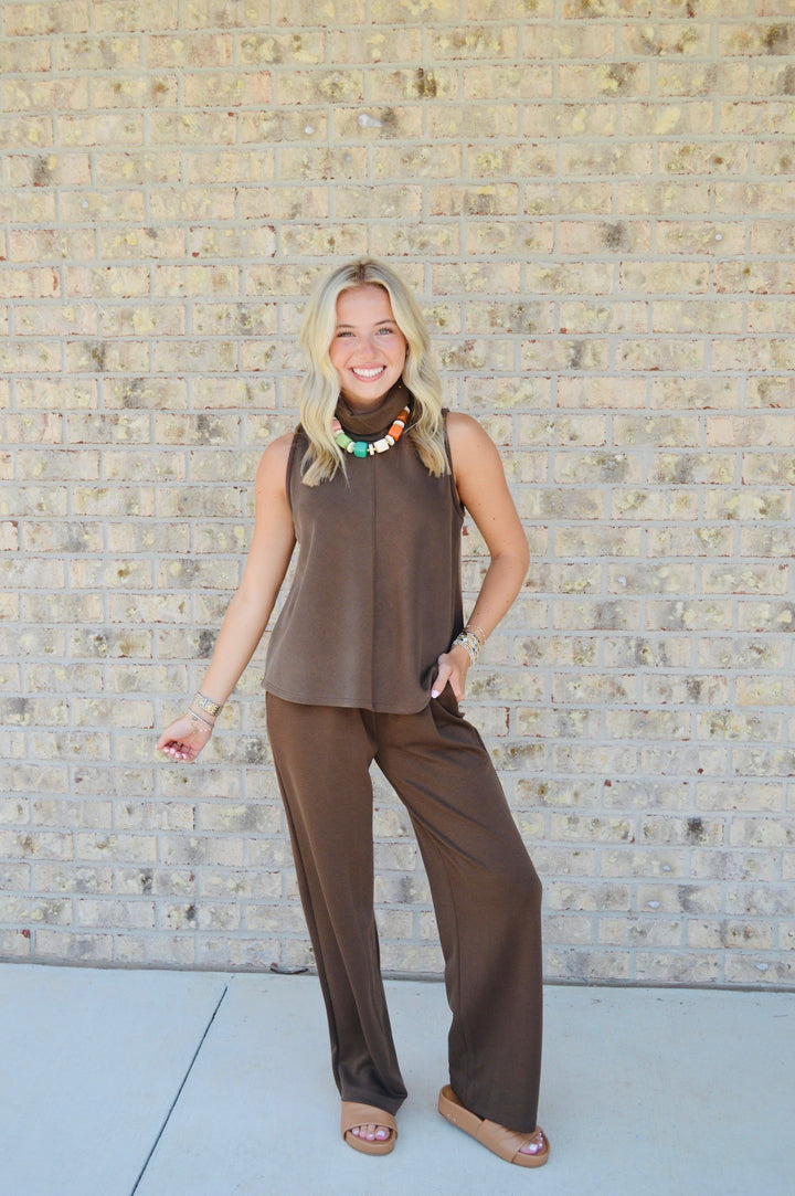 Chocolate Suba Mock Neck Set