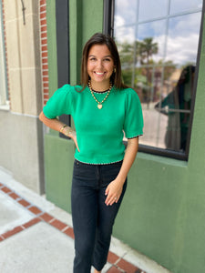 Green Knit Sweater Top