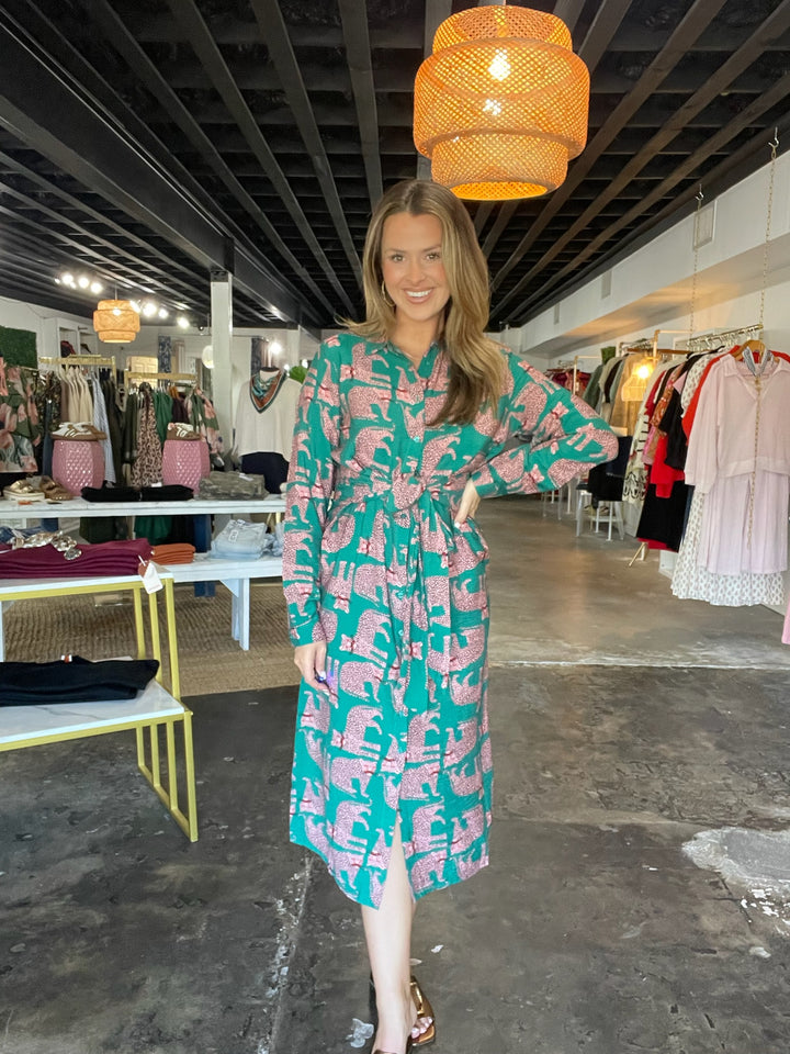 Leopard Print Midi Dress