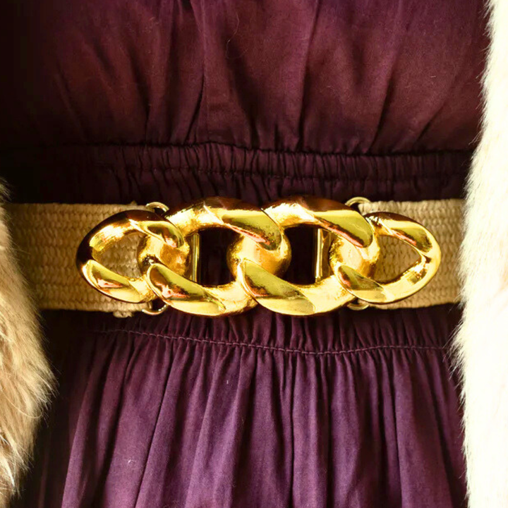 Chain Link Interchangeable Belt Buckle w/ Gold Finish
