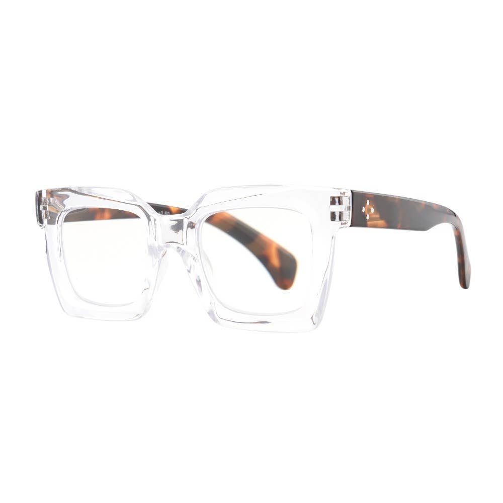 FIONA GLASSES| Clear | Tortoise Temples | Blue Light: 1.25