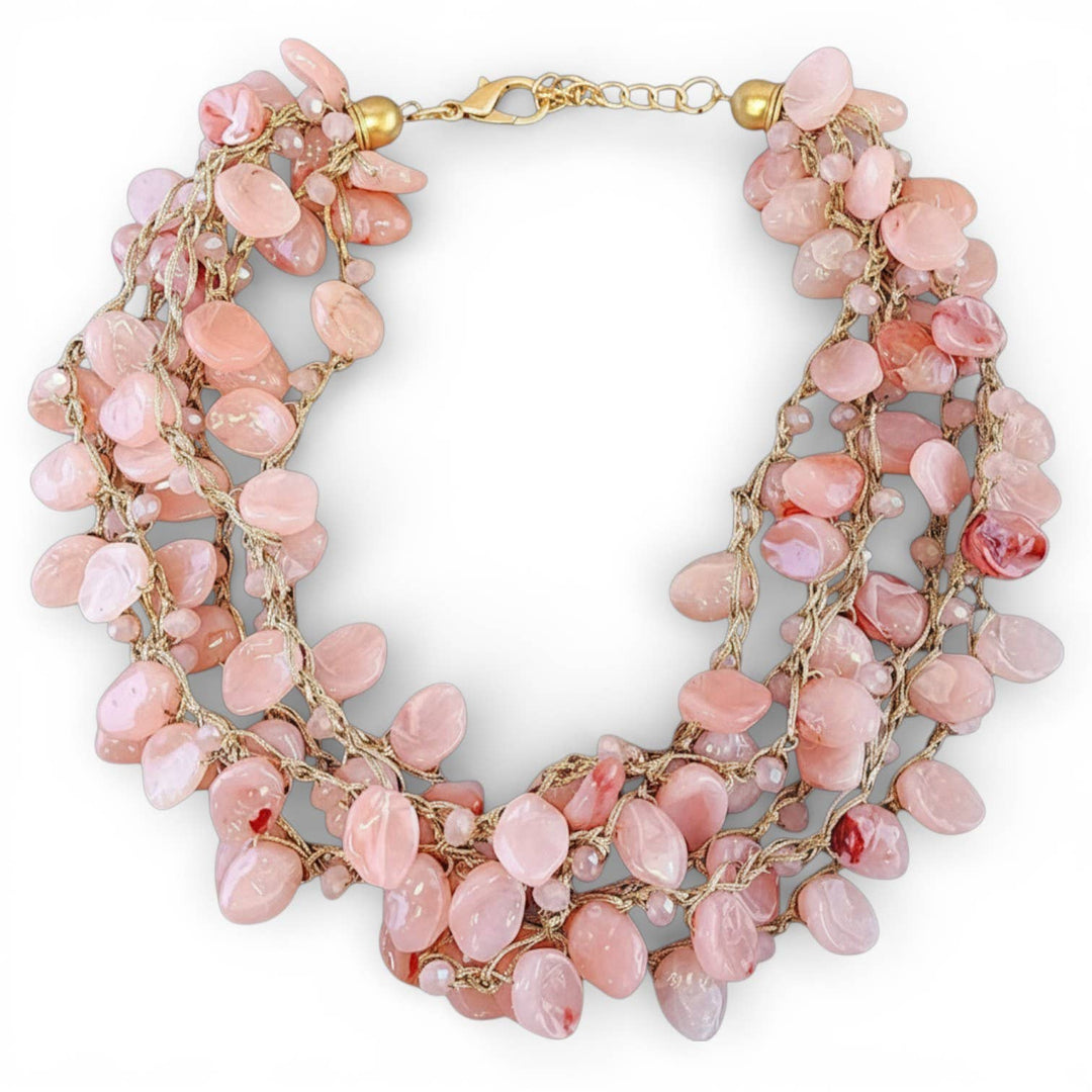 Pink Beaded Collar Necklace