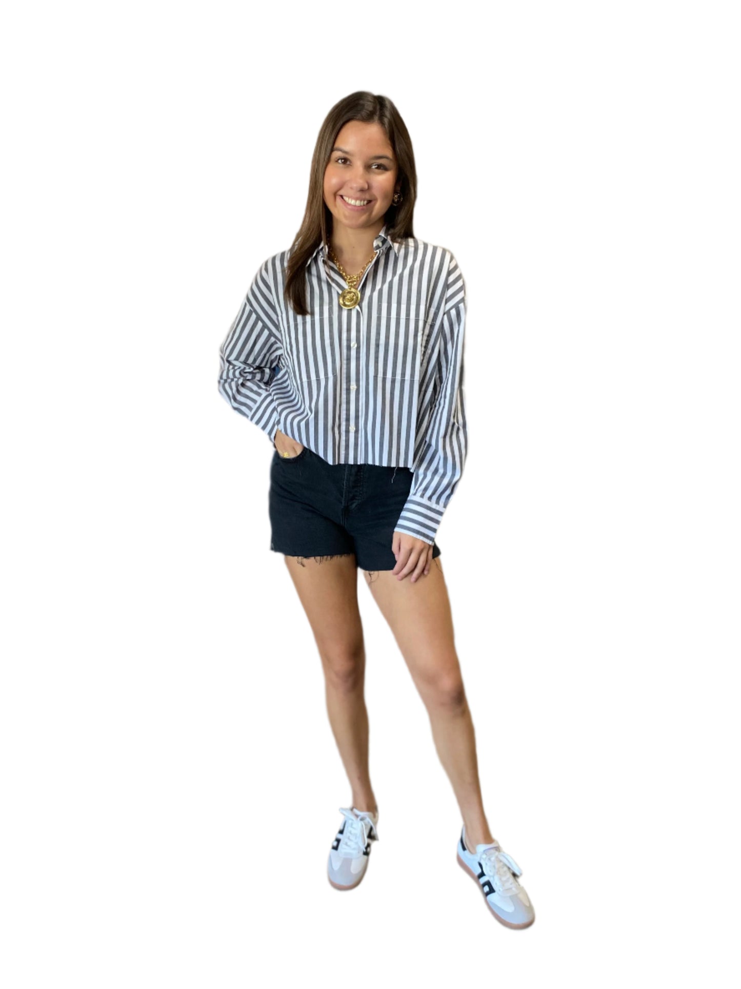 Daze Oxford Striped Top