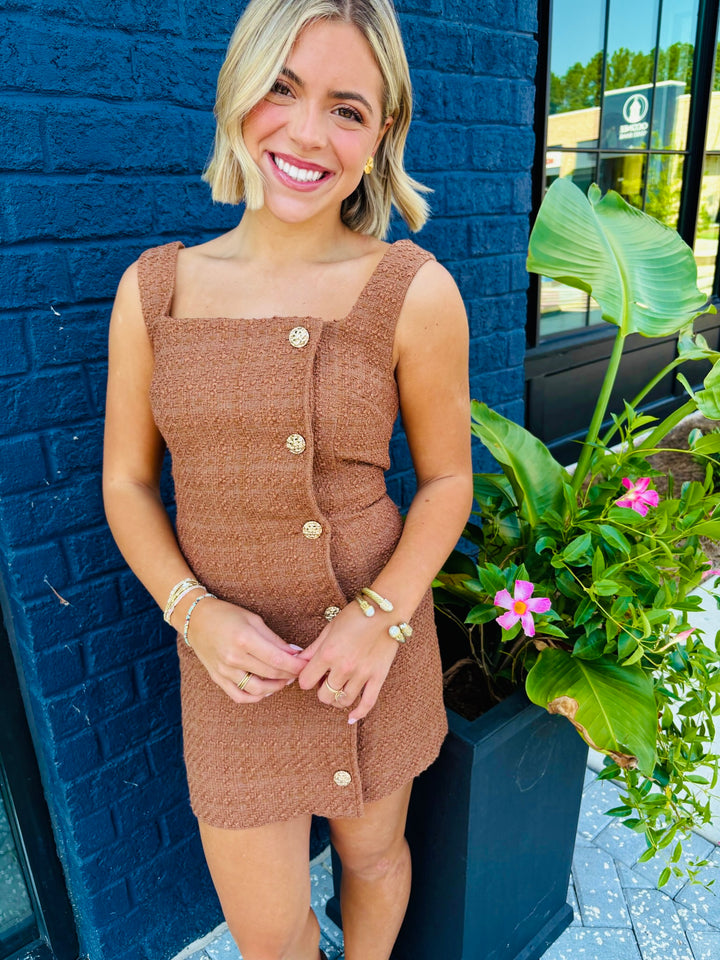 Tweed Square Neck Mini Dress