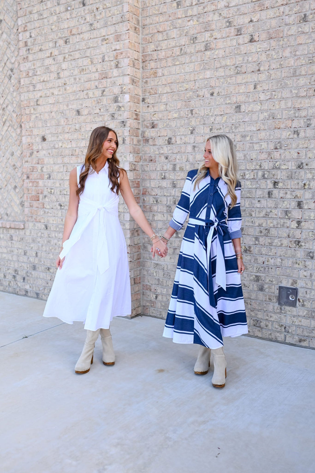 White Poplin Tie Midi Dress