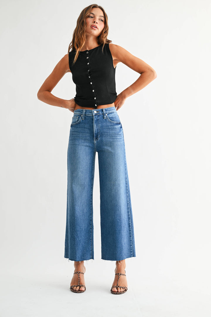Scissor Cut Wide Leg Jeans in Medium