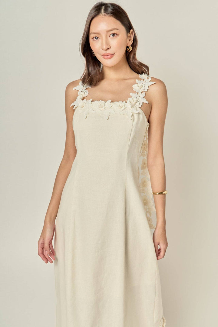 Flower Strap Detail Midi Dress