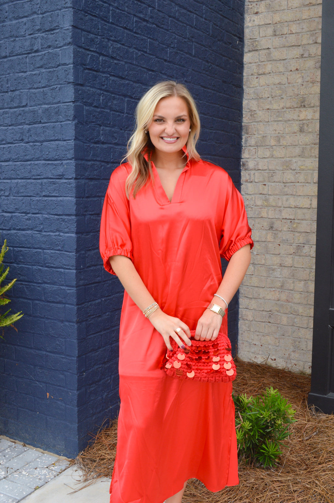 Blakely Midi Dress in Red