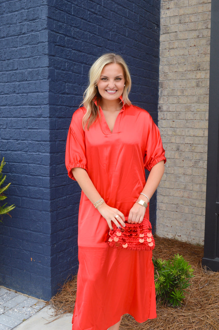 Blakely Midi Dress in Red