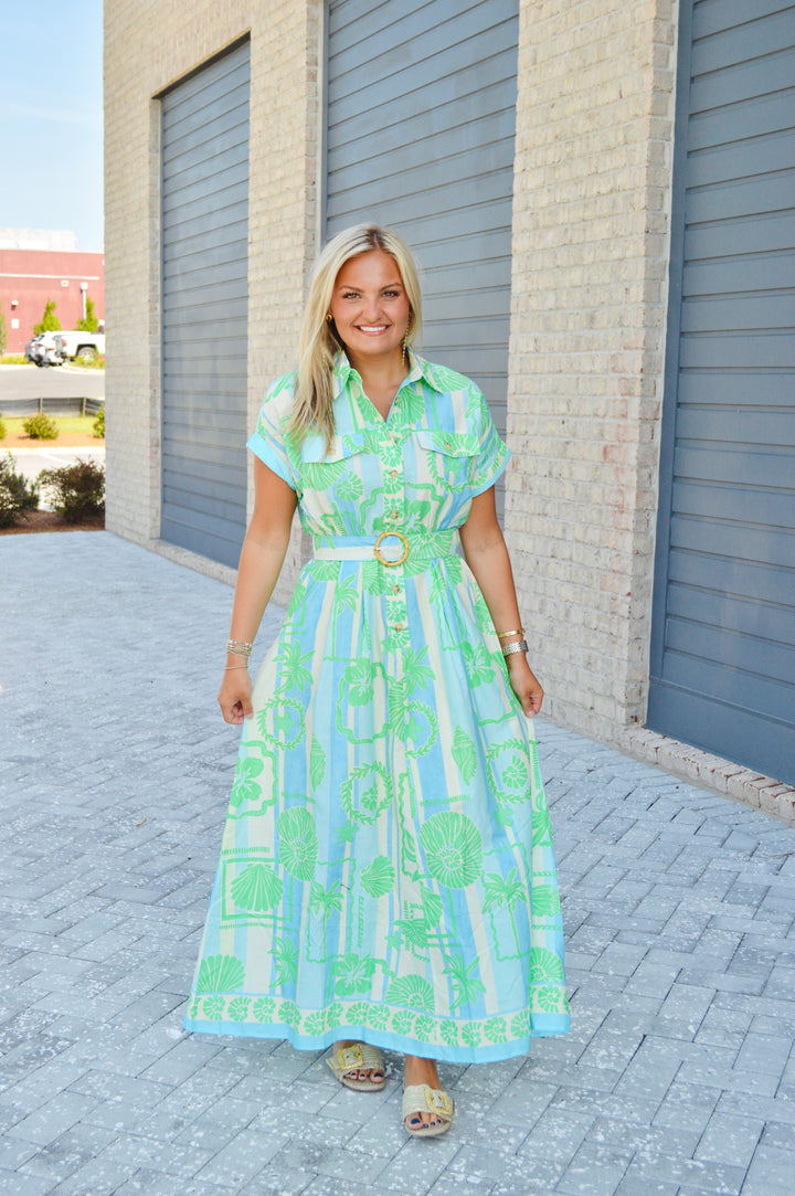 Seashell Belted Maxi Dress