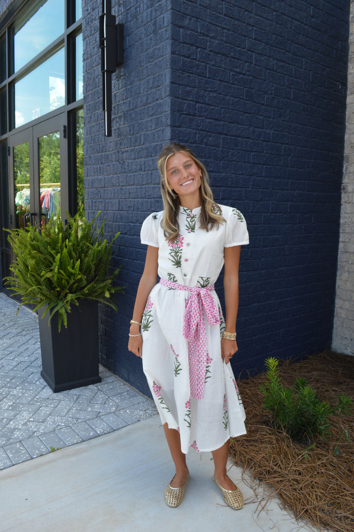 Cap Sleeve Floral Dress