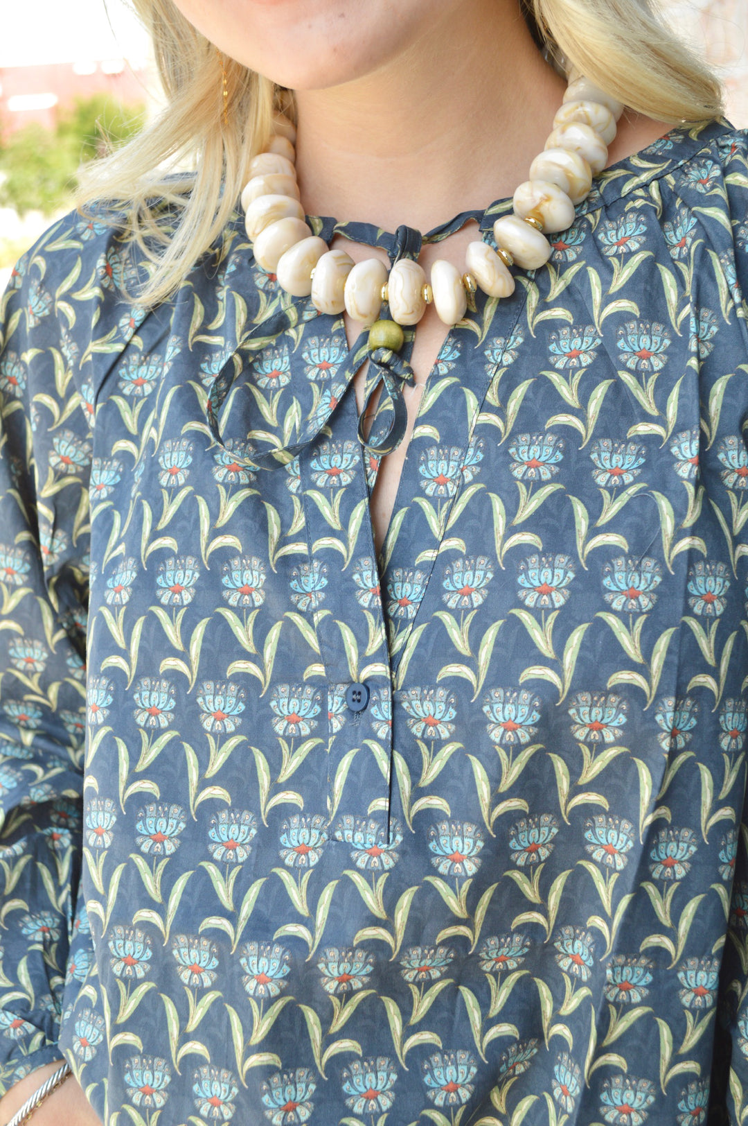 Twilight Bloom Floral Tie Top