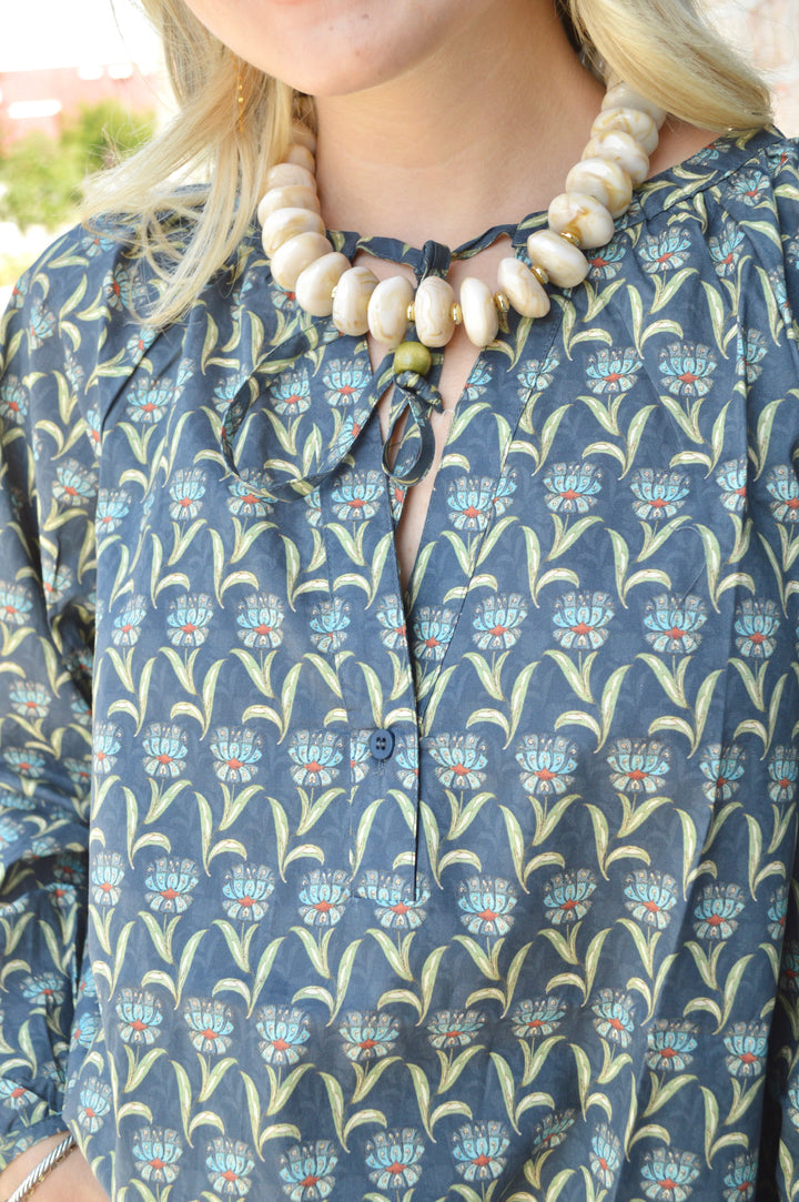 Twilight Bloom Floral Tie Top