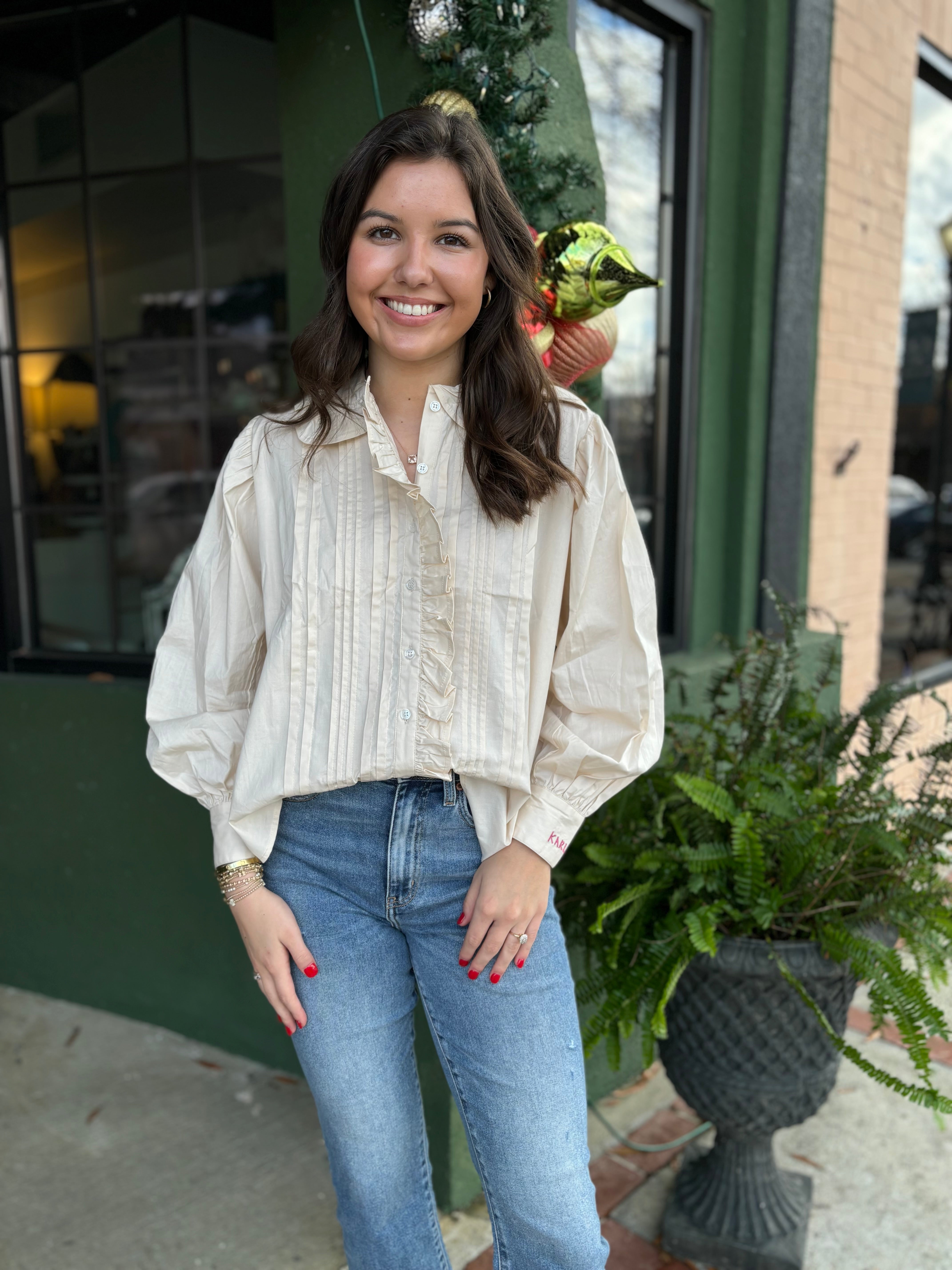 Ivory Pleat Top