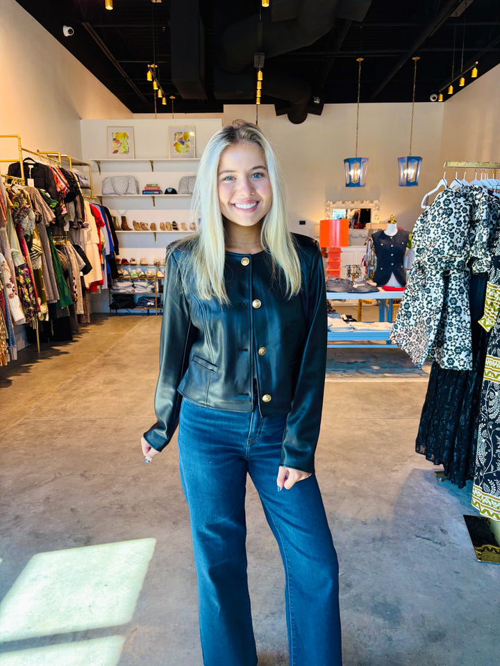 Dessa Vegan Leather Cropped Jacket