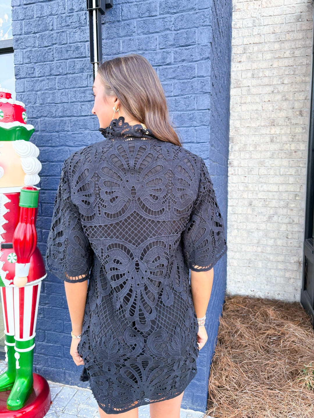 Lace High Neck Tunic Dress