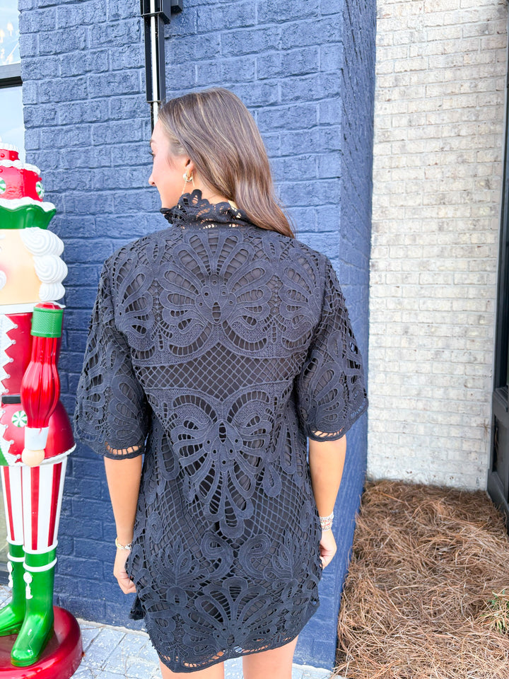 Lace High Neck Tunic Dress