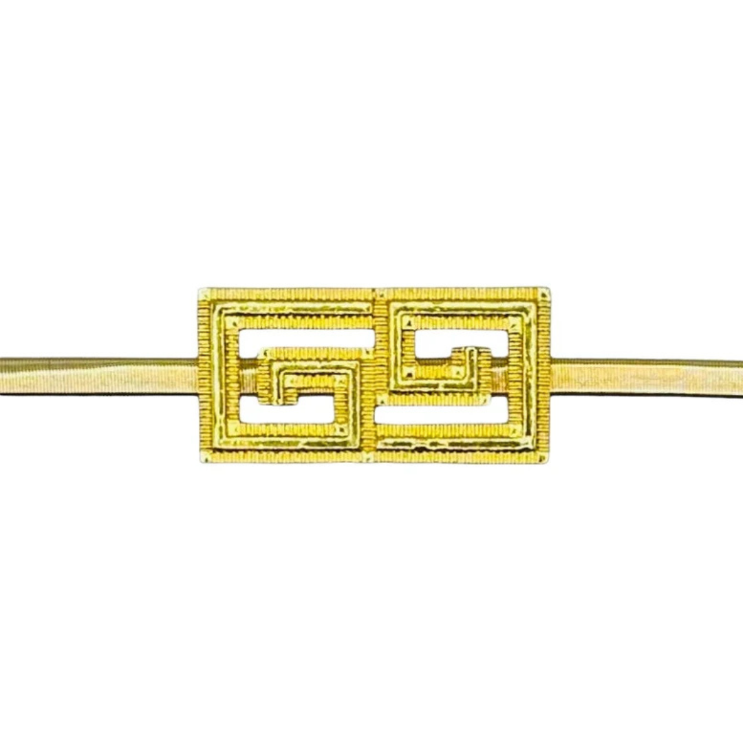Greek Key Stretch Metal Belt Set w/ Metallic Gold Finish