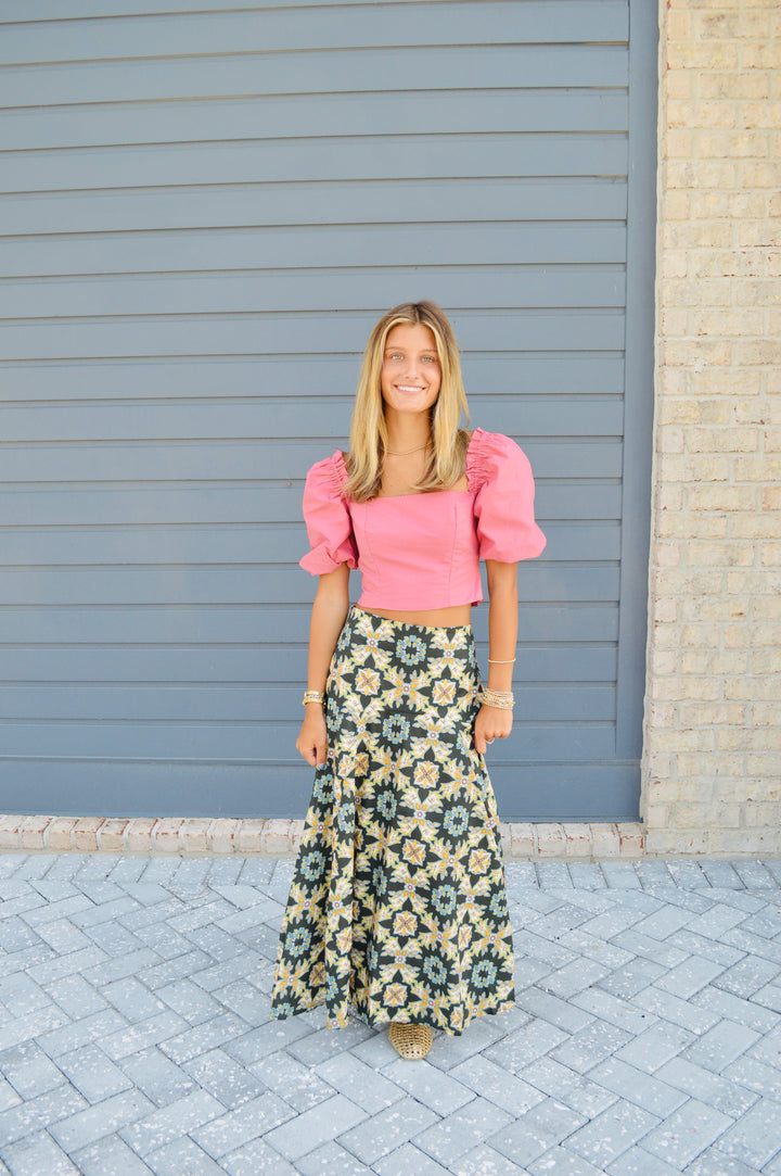 Luxe Trellis Maxi Skirt