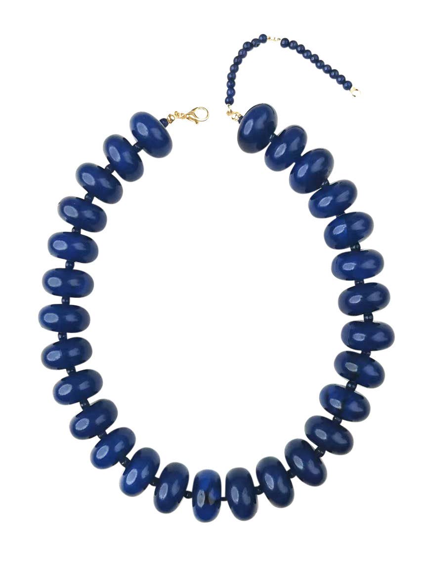 Bailey Chunky Beaded Necklace - Navy