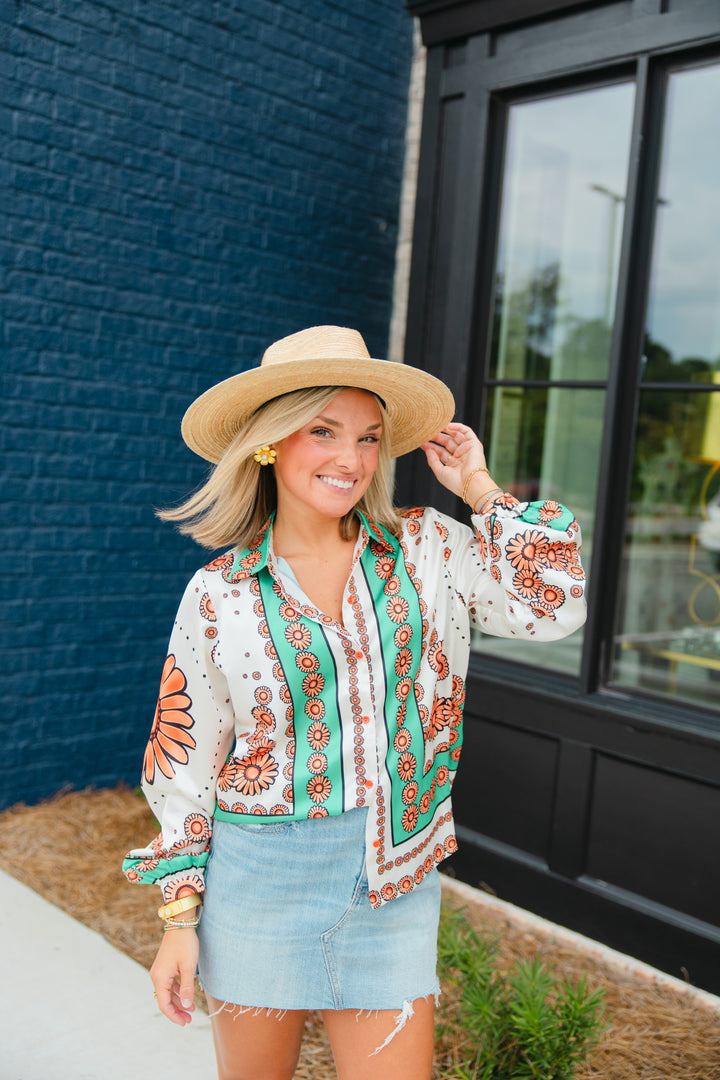 Sunflower Button-Down Blouse