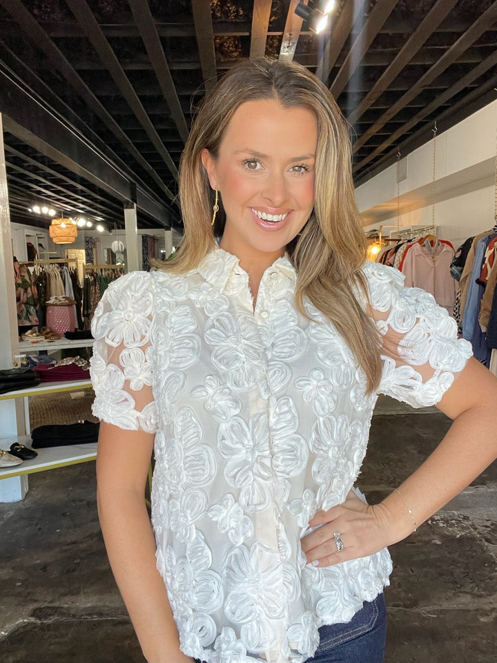 Ivory Floral Blouse