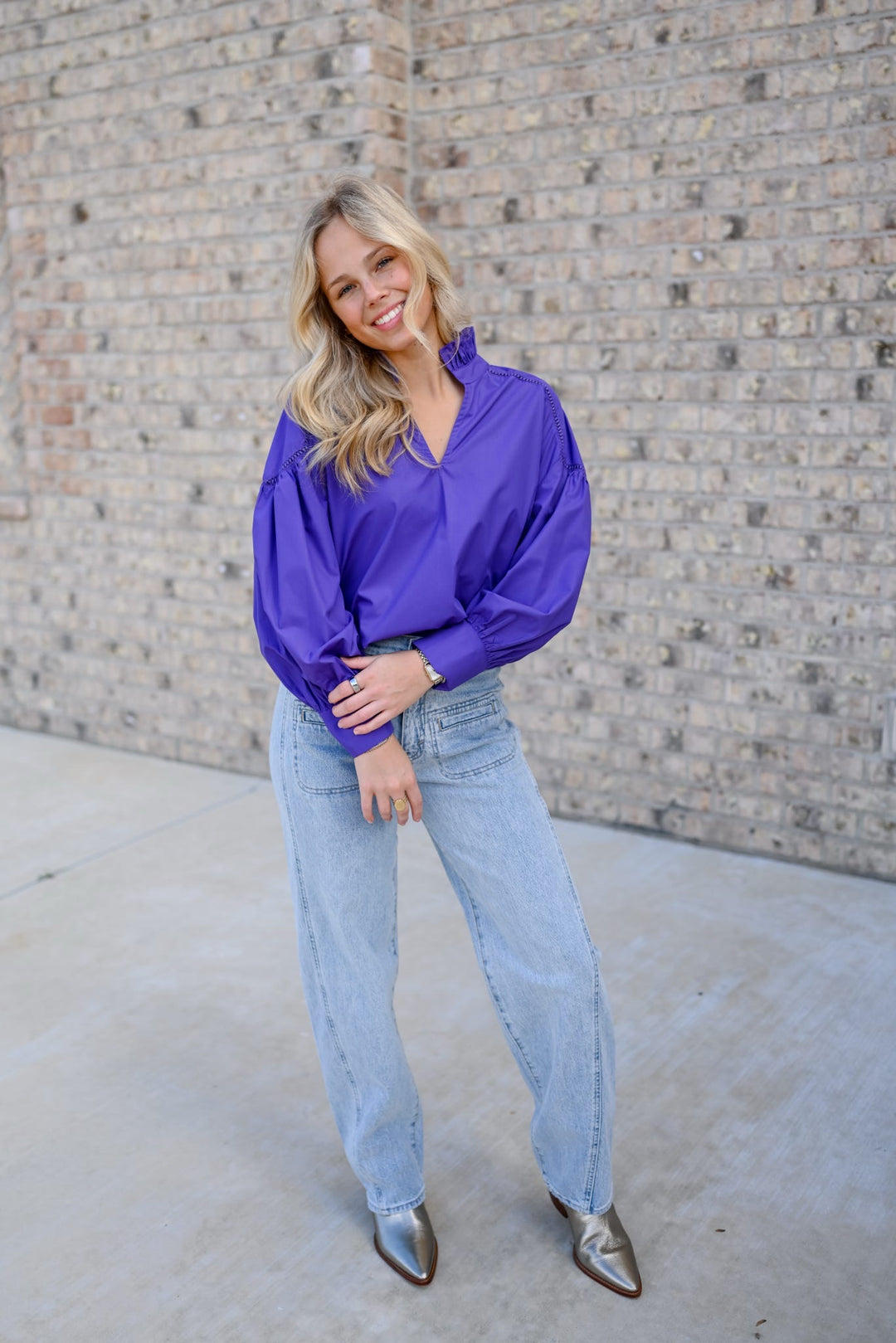 Deep Purple Poplin Top