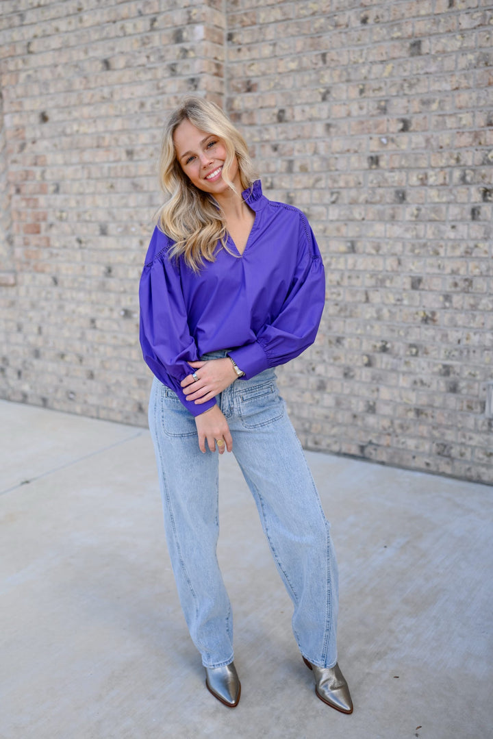 Deep Purple Poplin Top