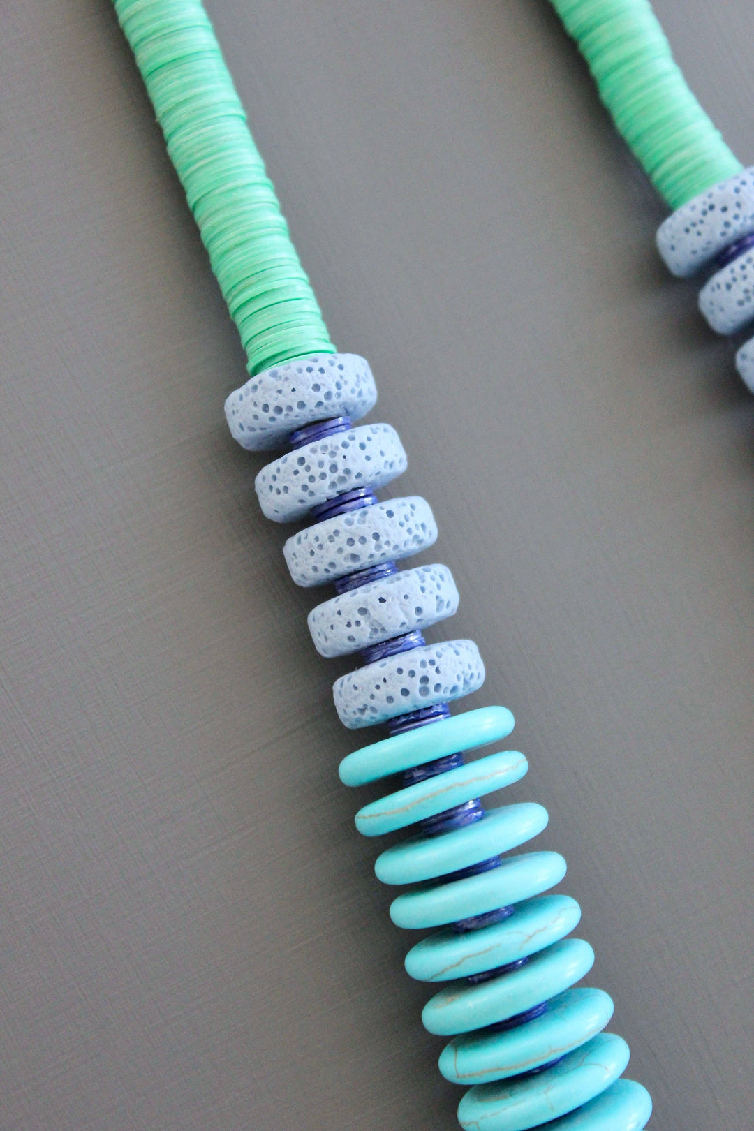 Turquoise and green long necklace