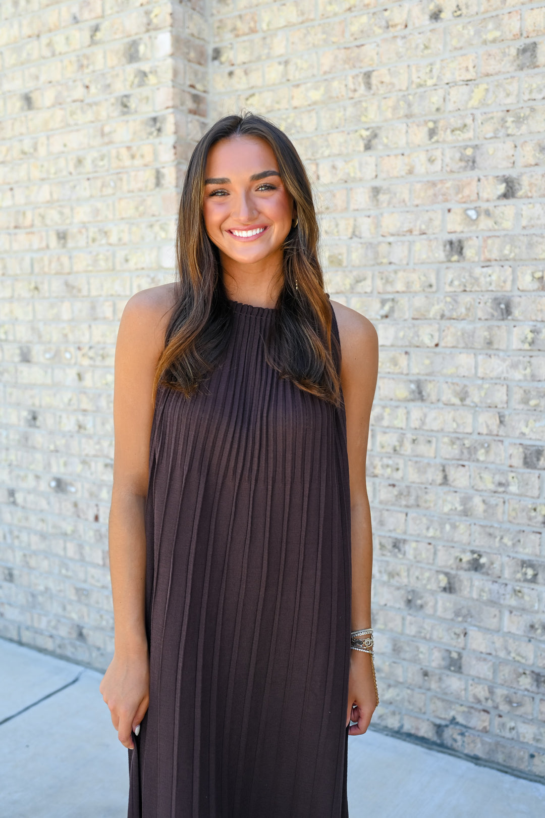 Dark Brown Selene Halter Dress
