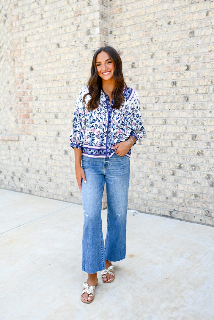 Vintage Meadow Trim Blouse