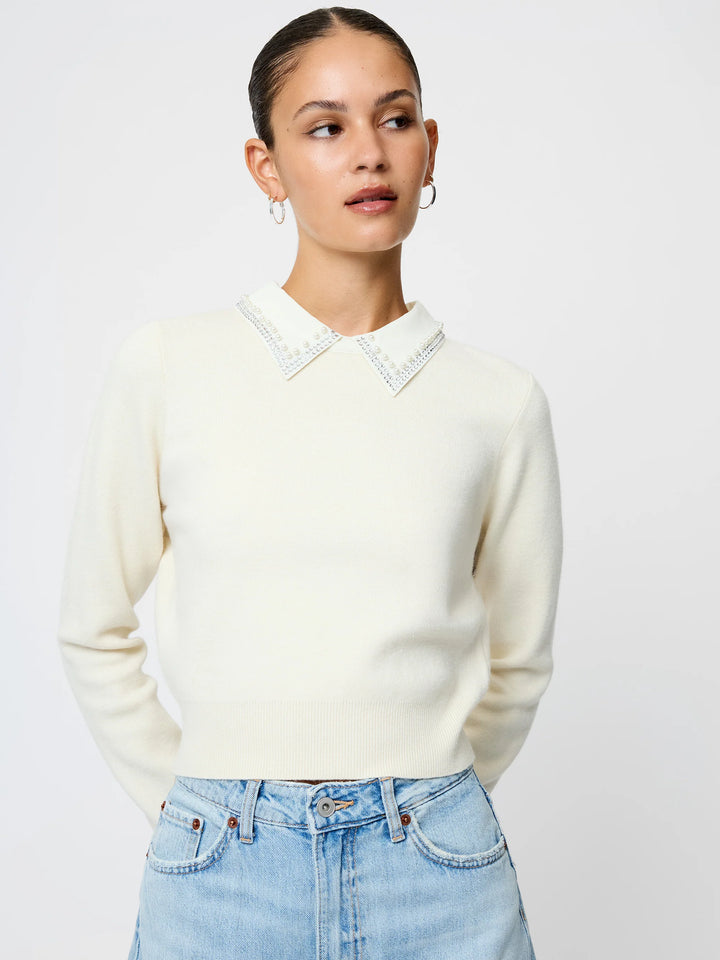 Pearl Knit Embellished Collar Sweater