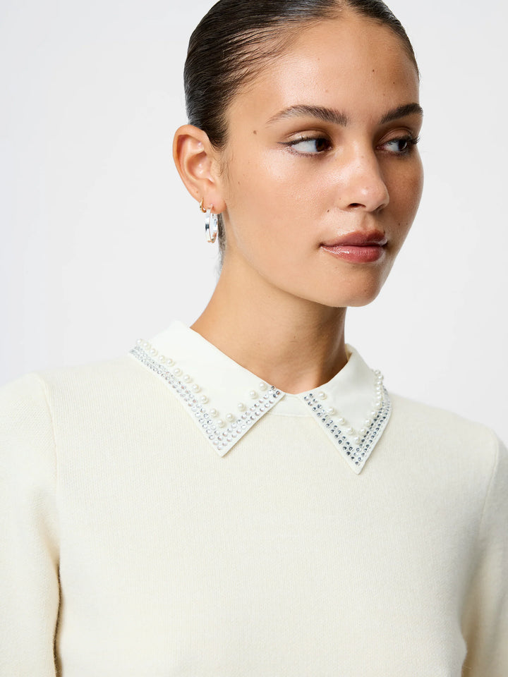 Pearl Knit Embellished Collar Sweater