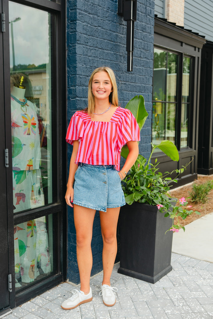 Denim Wrap Skort