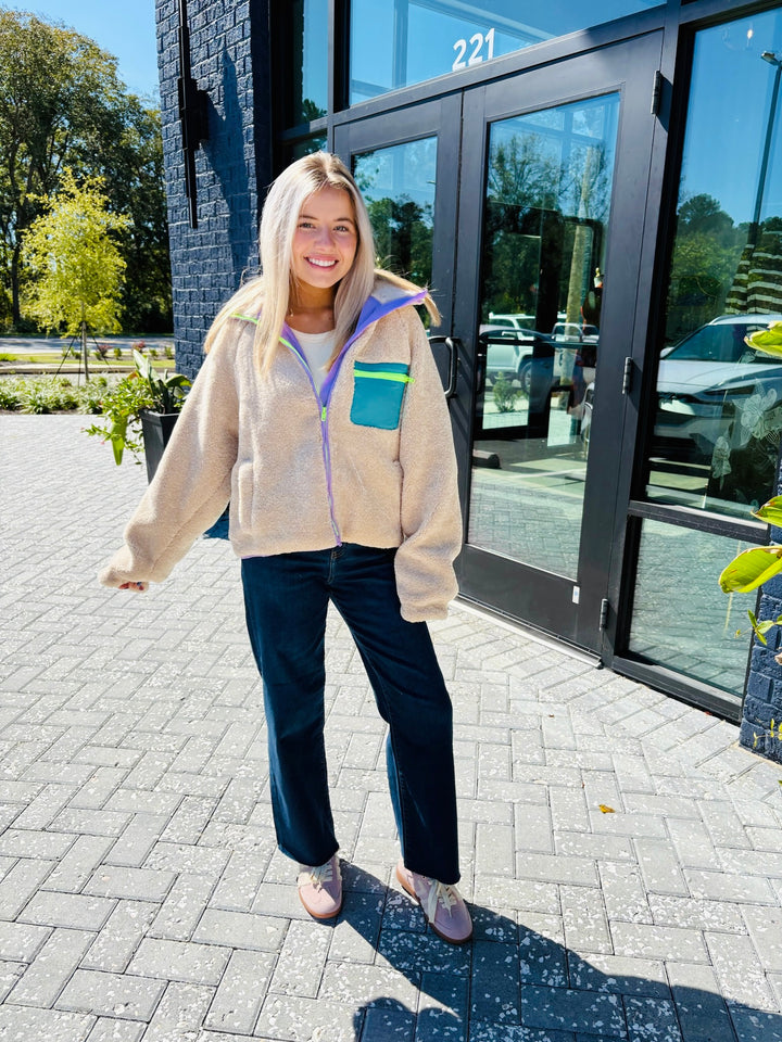 Retro Fleece Zip-Up Jacket