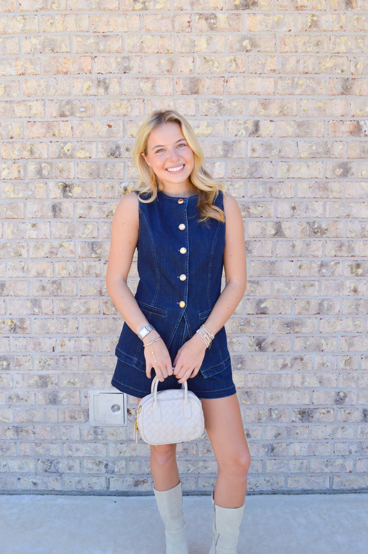 Denim Vest & Shorts Set