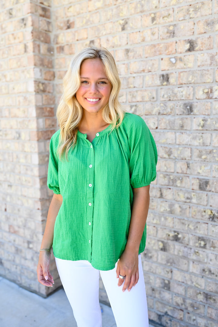 Emerald Days V-Neck Top