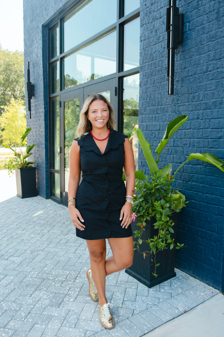 Black Scallop Neck Dress