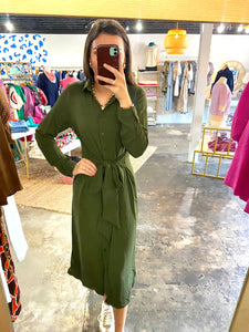 Olive Green Tie Dress