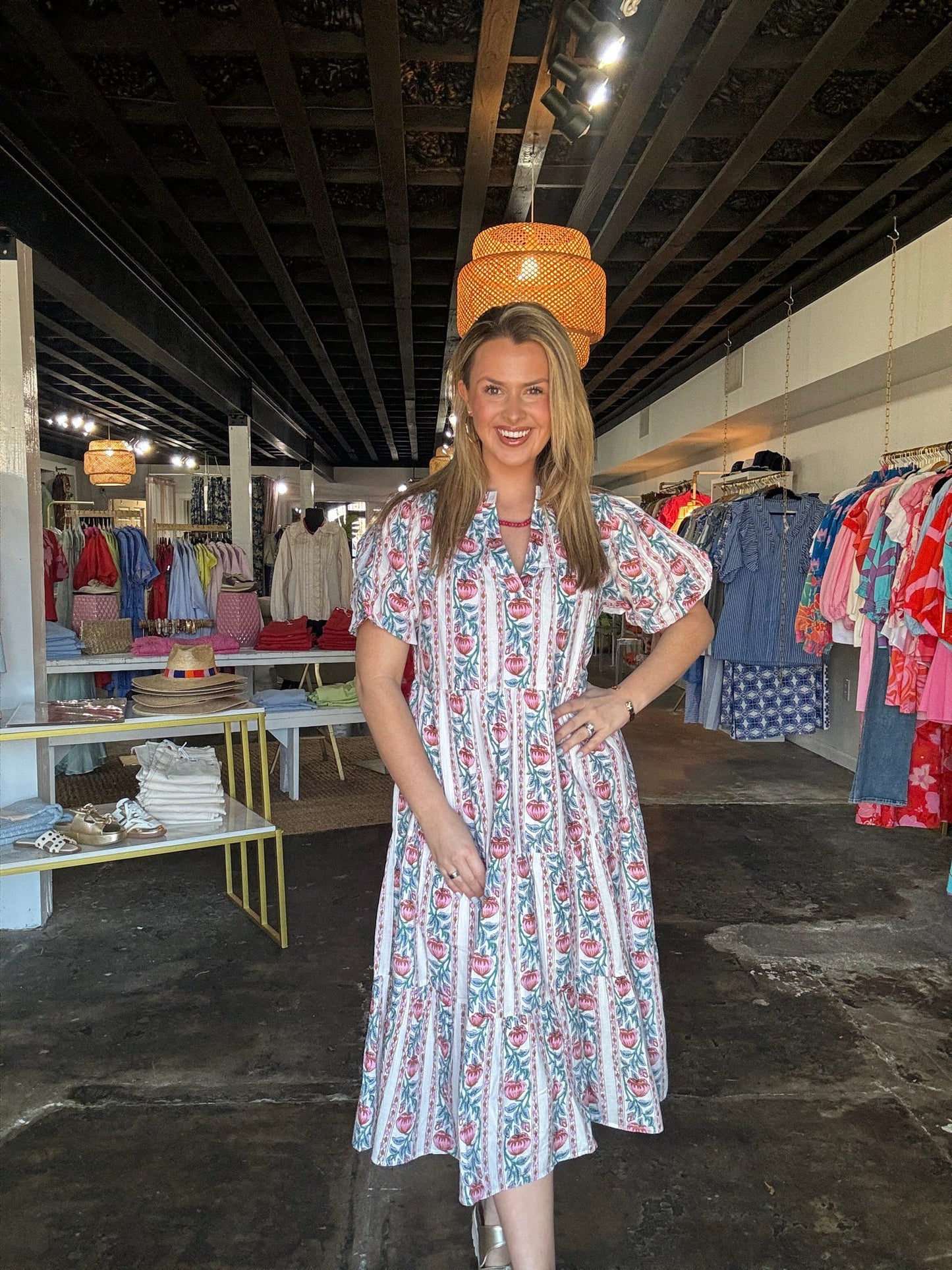 Beige Floral Maxi Dress