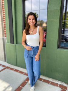 Chambray Wide Leg Pants