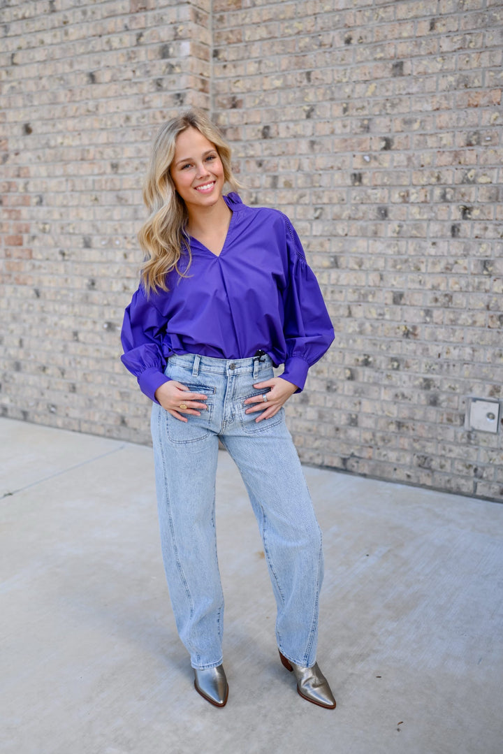 Deep Purple Poplin Top