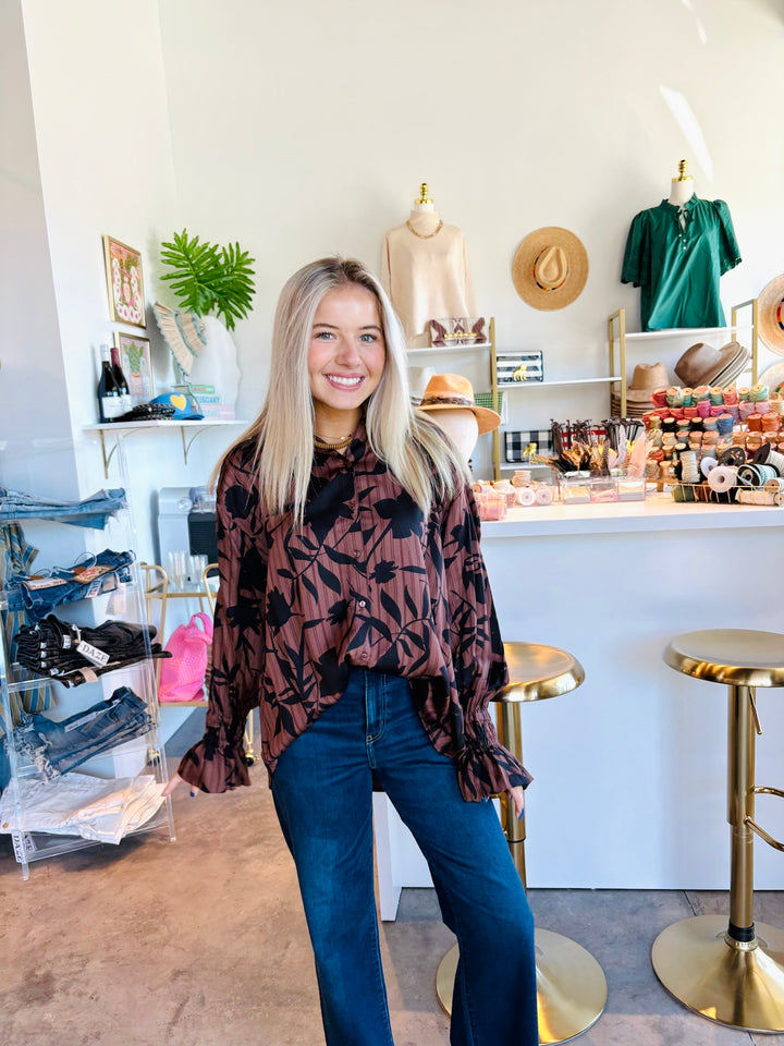 Foliage Button Down Top