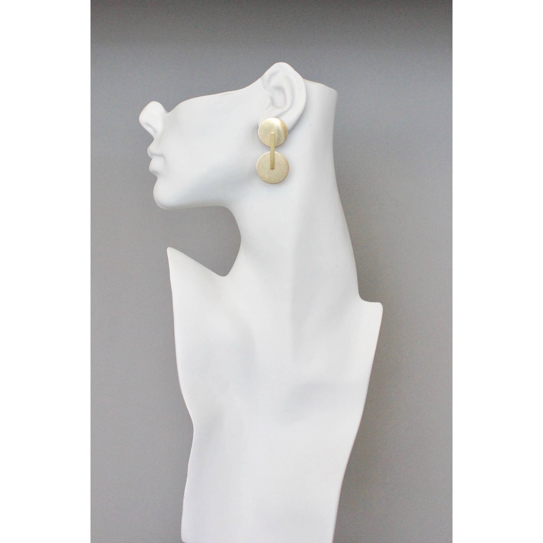 brass geometric post earrings