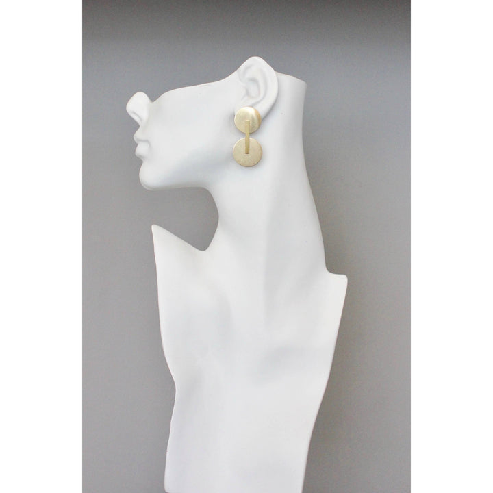 brass geometric post earrings