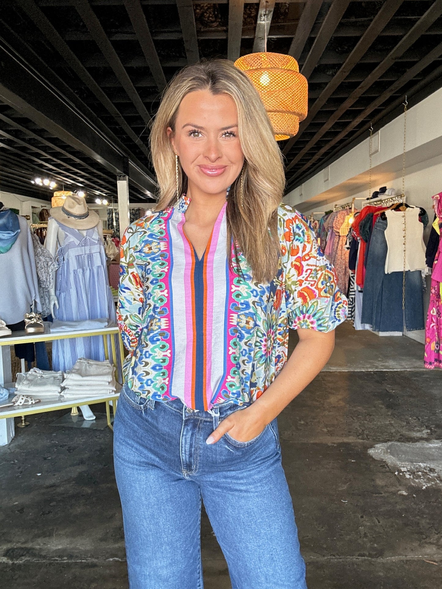 Cream Floral Top